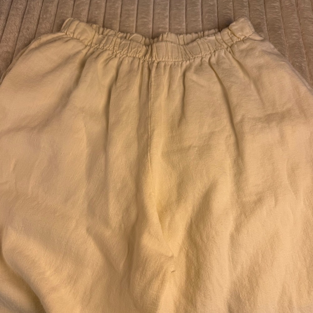 Bryn Walker Cream Linen Wide Leg Lantern Pants High Rise Large Made in USA - Picture 6 of 10